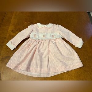 Sal & Pimenta dress pink white 2T gingham checker bow ties collar garden floral
